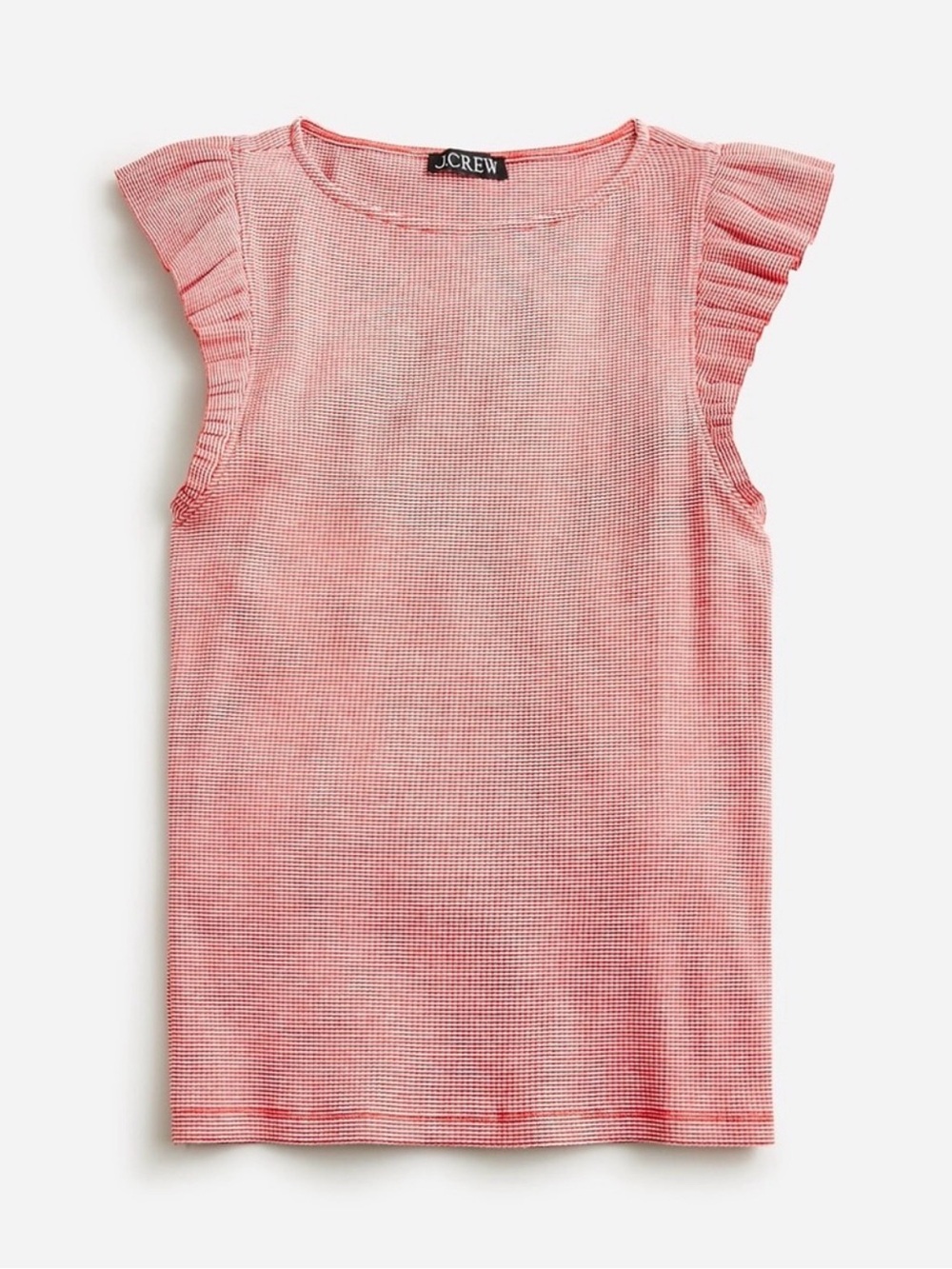 NWT J.Crew Vintage Rib Ruffle Boatneck Tank Top in Red Stripe - Size M